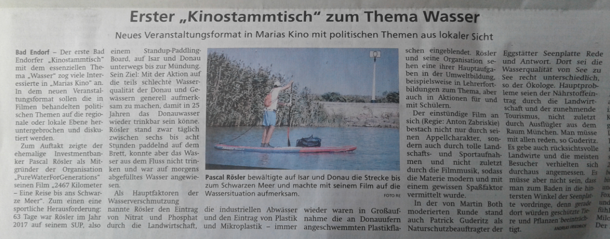 Artikel - Erster Kinostammtisch zum Thema Wasser
